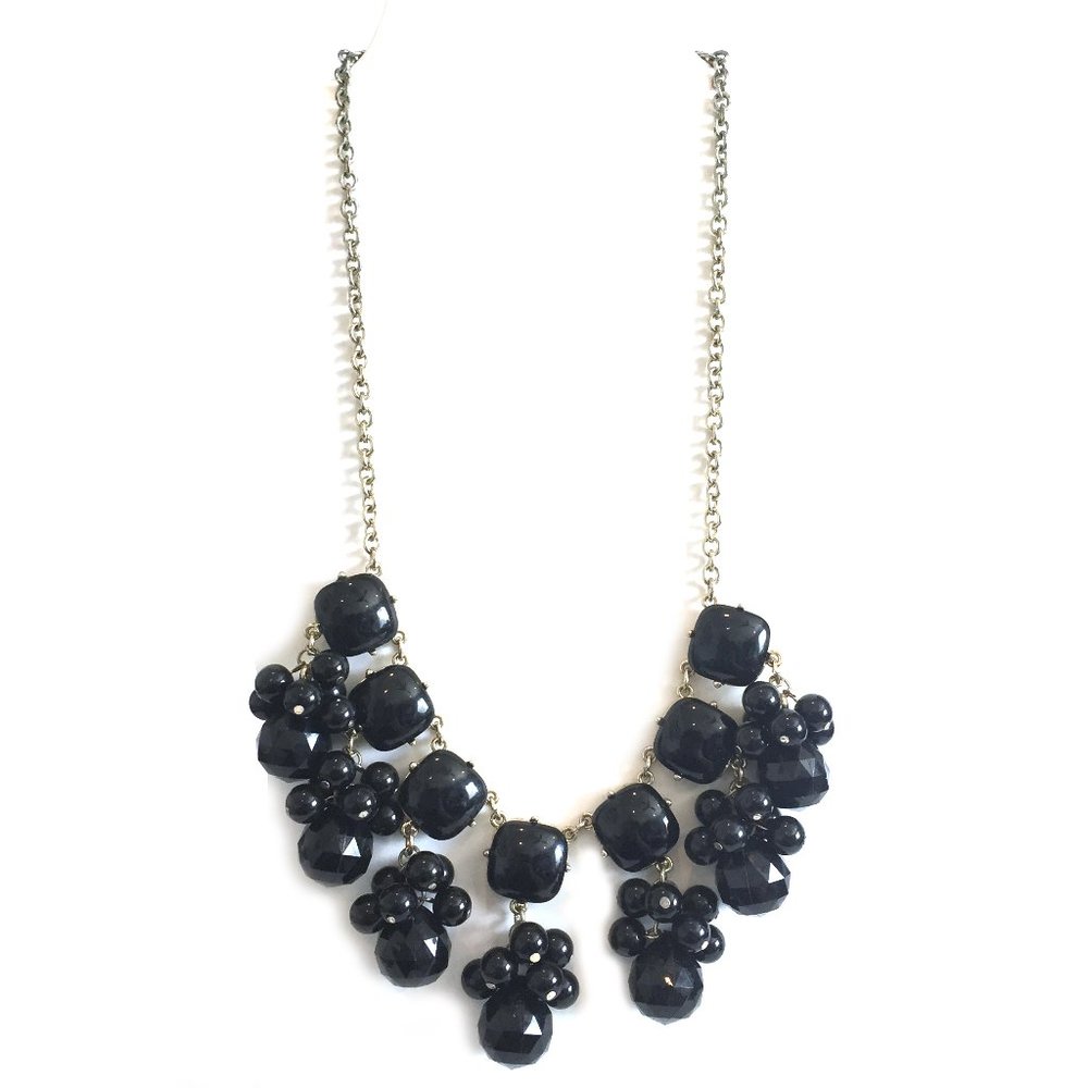 Black bead statement necklace